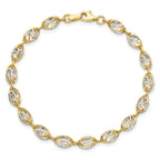 14K with White Rhodium Polished and Diamond-cut 6.0mm Fancy Open Link 7.5 inch Bracelet