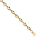 14K with White Rhodium Polished and Diamond-cut 6.0mm Fancy Open Link 7.5 inch Bracelet