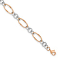 14K Two-tone Rose and White Polished 8.0mm Link 7.5 inch Bracelet