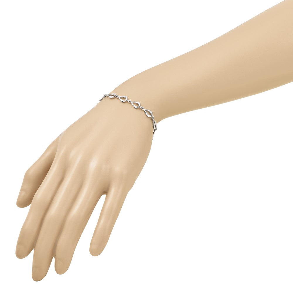 14K White Gold Polished 6.0mm Open Link 7.5 inch Bracelet
