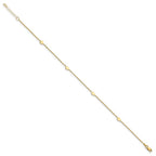 14K Oval Disc 4-Station 10 inch Plus 1 inch Extender - Total 11 inch Anklet