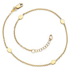 14K Oval Disc 4-Station 10 inch Plus 1 inch Extender - Total 11 inch Anklet