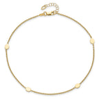 14K Oval Disc 4-Station 10 inch Plus 1 inch Extender - Total 11 inch Anklet