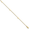 14K Oval Disc 4-Station 10 inch Plus 1 inch Extender - Total 11 inch Anklet