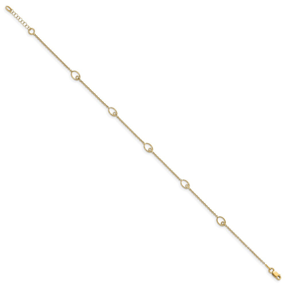 14K Polished w/1in ext. Anklet