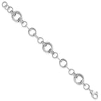 14K White Gold Polished and Textured Fancy Link 7 inch Bracelet