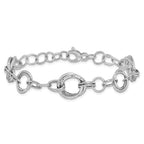 14K White Gold Polished and Textured Fancy Link 7 inch Bracelet