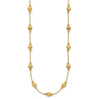 14K Polished Diamond-cut and Scratch Finish Station Beads 17 inch Necklace