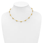 14K Polished Diamond-cut and Scratch Finish Station Beads 17 inch Necklace