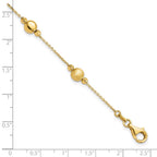 14K Polished Diamond-cut and Scratch Finish Station Beads 7.5 inch Bracelet