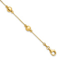 14K Polished Diamond-cut and Scratch Finish Station Beads 7.5 inch Bracelet