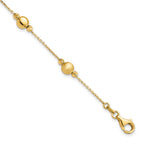 14K Polished Diamond-cut and Scratch Finish Station Beads 7.5 inch Bracelet