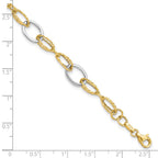 14K Two-tone Polished and Textured 8.0mm Fancy Link 7.5 inch  Bracelet