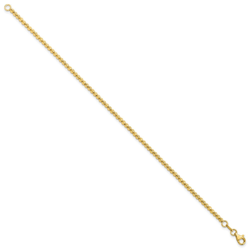 14K Polished and Diamond-cut  6.0mm Beaded 7.5 inch Bracelet