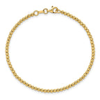 14K Polished and Diamond-cut  6.0mm Beaded 7.5 inch Bracelet