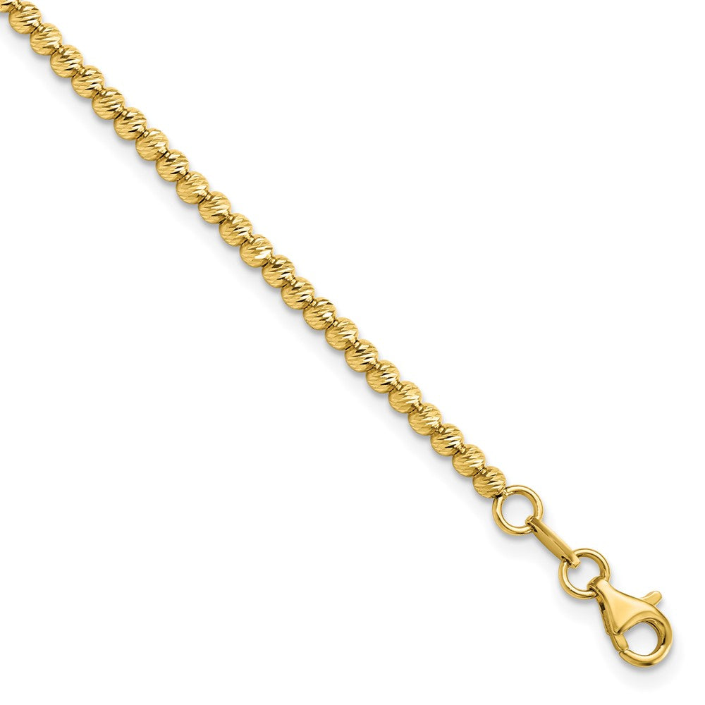 14K Polished and Diamond-cut  6.0mm Beaded 7.5 inch Bracelet