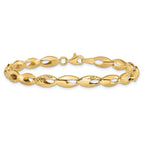 14K Polished and Diamond-cut 6.0mm Open Link 7 inch Bracelet