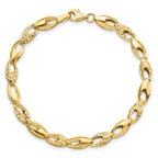 14K Polished and Diamond-cut 6.0mm Open Link 7 inch Bracelet
