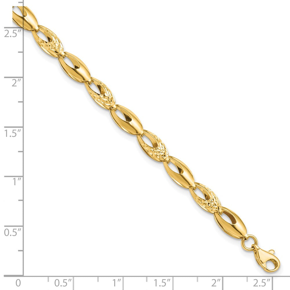 14K Polished and Diamond-cut 6.0mm Open Link 7 inch Bracelet