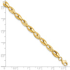14K Polished and Diamond-cut 6.0mm Open Link 7 inch Bracelet