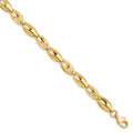 14K Polished and Diamond-cut 6.0mm Open Link 7 inch Bracelet