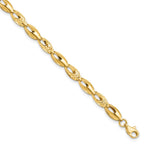 14K Polished and Diamond-cut 6.0mm Open Link 7 inch Bracelet