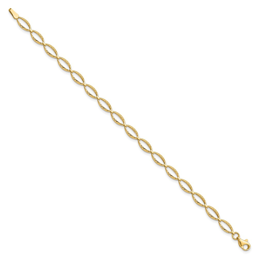 14K Polished and Diamond-cut 5.0mm Fancy Link 7 inch Bracelet