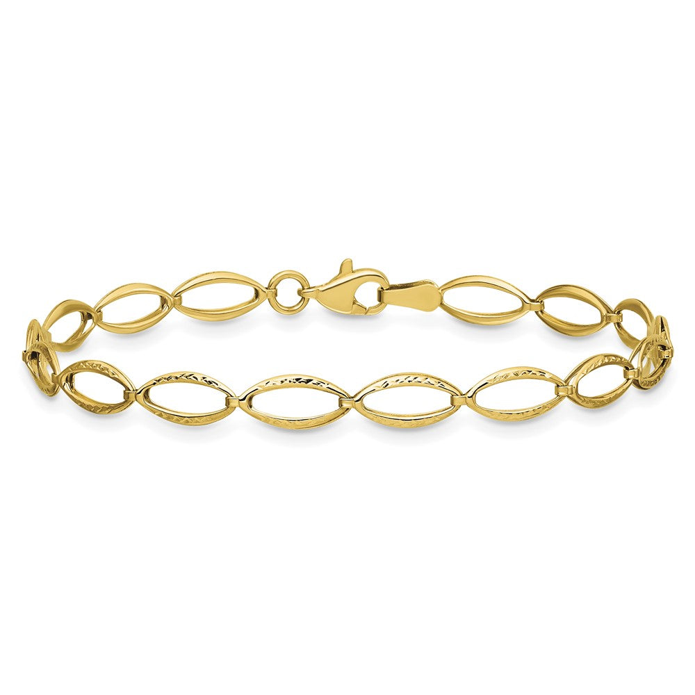 14K Polished and Diamond-cut 5.0mm Fancy Link 7 inch Bracelet
