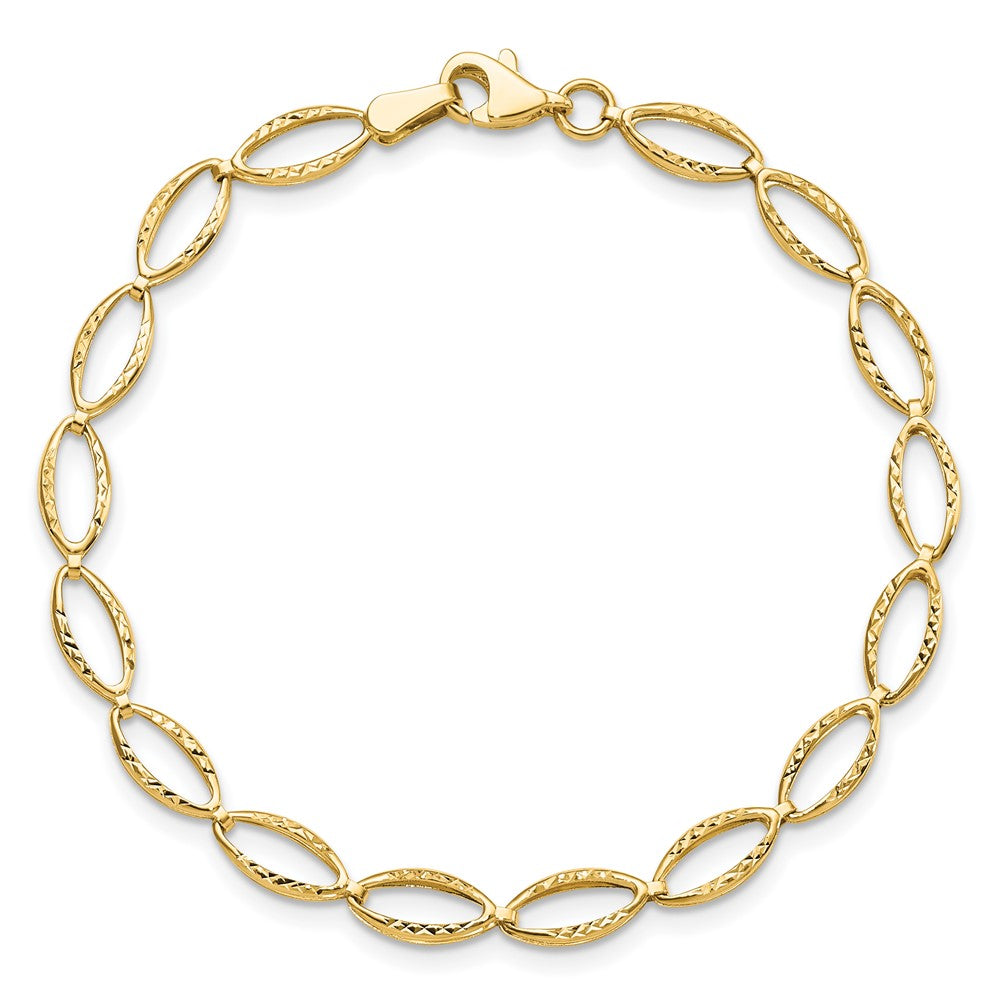 14K Polished and Diamond-cut 5.0mm Fancy Link 7 inch Bracelet