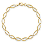 14K Polished and Diamond-cut 5.0mm Fancy Link 7 inch Bracelet