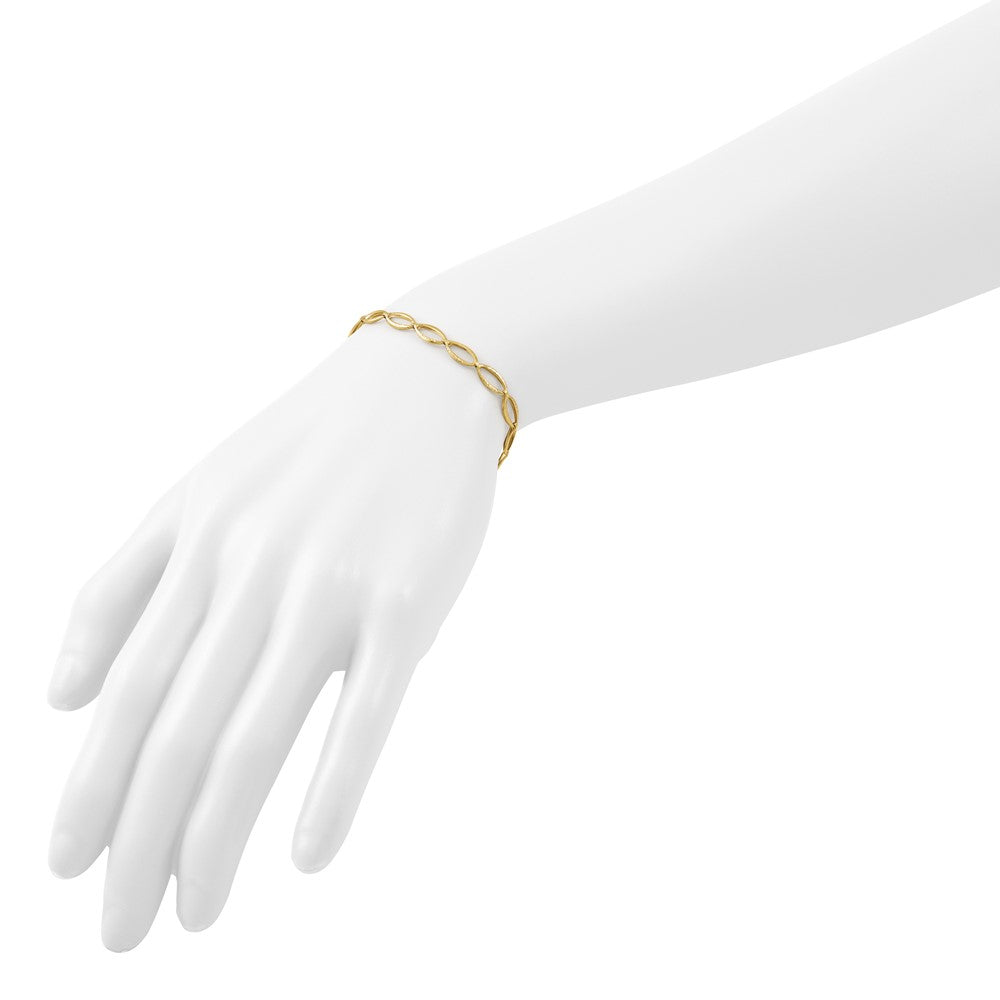 14K Polished and Diamond-cut 5.0mm Fancy Link 7 inch Bracelet