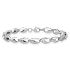 14K White Gold Polished and Diamond-cut 6.0mm Open Link 7 inch Bracelet
