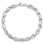 14K White Gold Polished and Diamond-cut 6.0mm Open Link 7 inch Bracelet