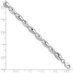 14K White Gold Polished and Diamond-cut 6.0mm Open Link 7 inch Bracelet