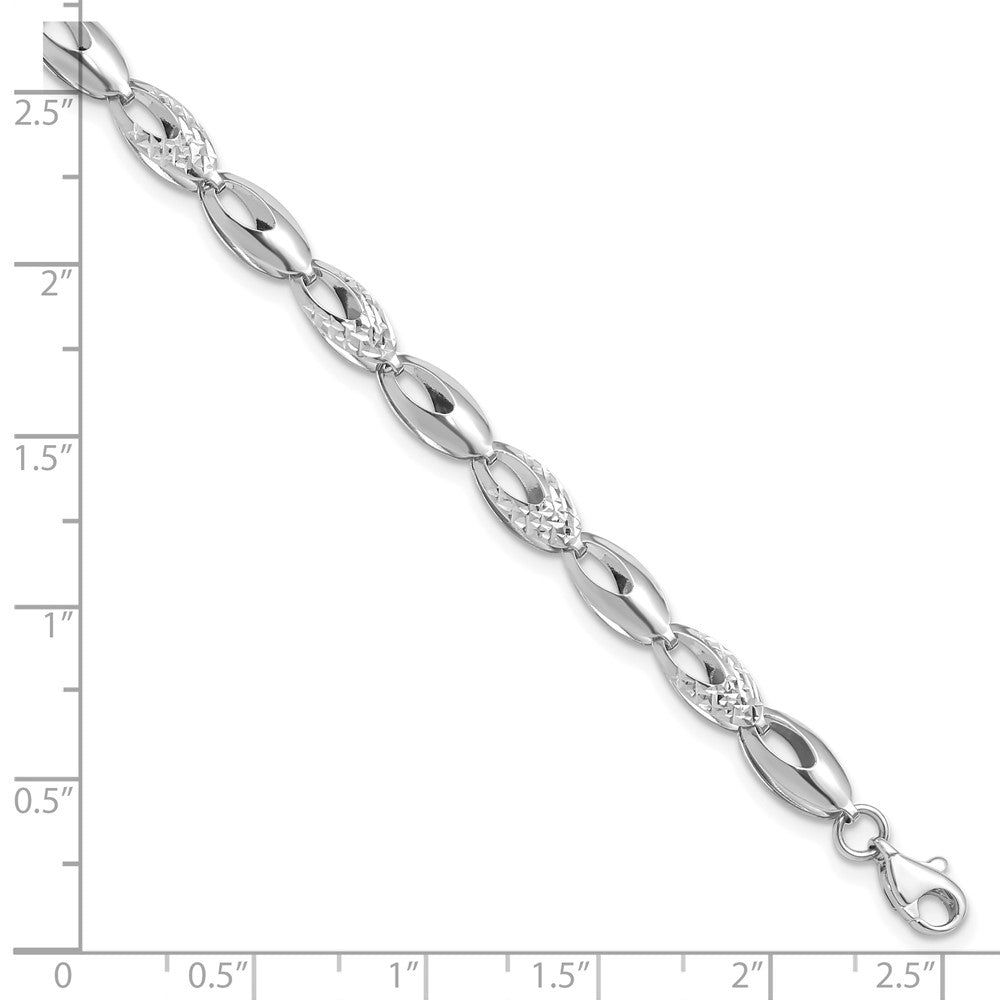 14K White Gold Polished and Diamond-cut 6.0mm Open Link 7 inch Bracelet