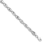 14K White Gold Polished and Diamond-cut 6.0mm Open Link 7 inch Bracelet