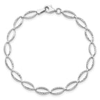 14K White Gold Polished and Diamond-cut 5.0mm Fancy Link 7 inch Bracelet