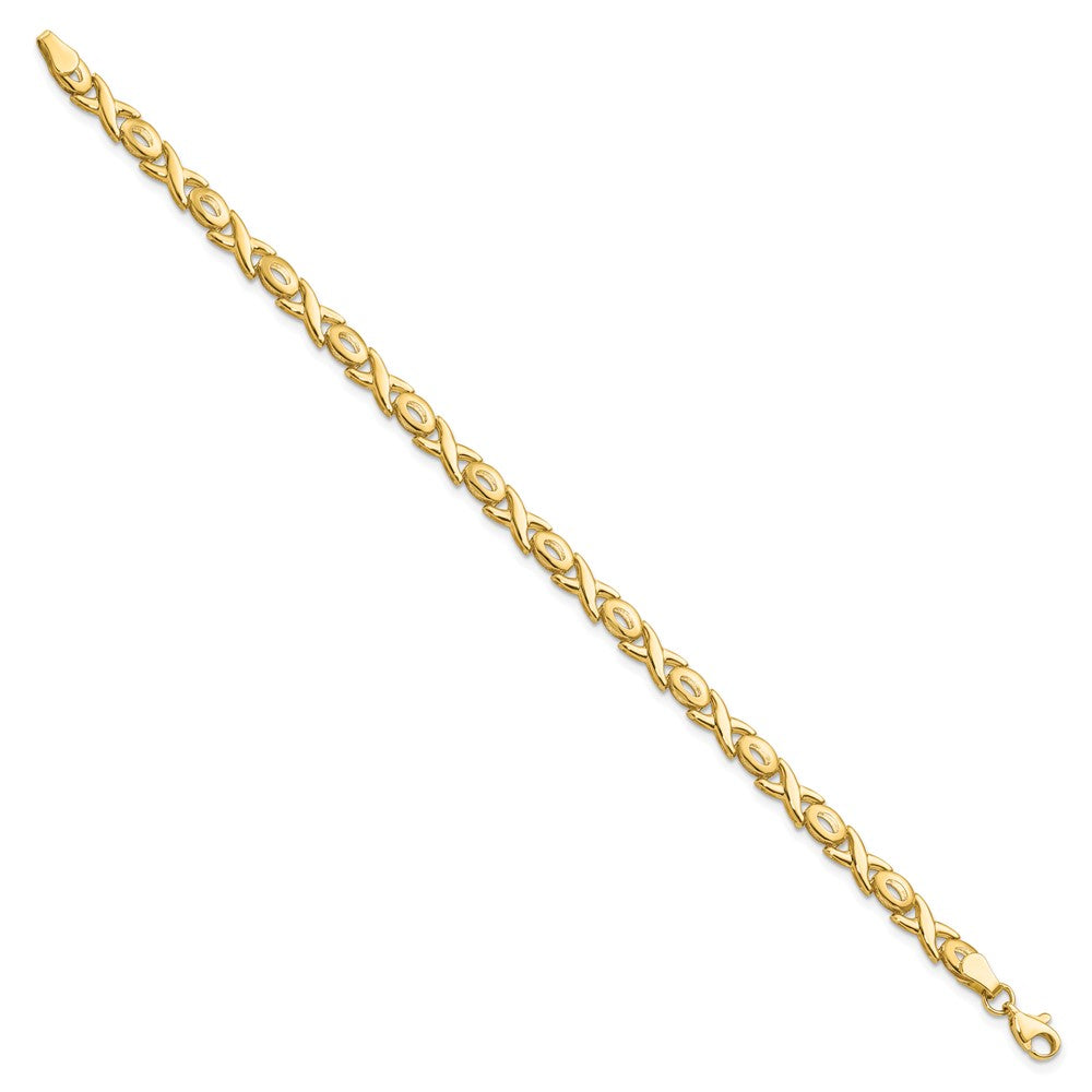 14K Polished 4.0mm  XOXO 7 inch Bracelet