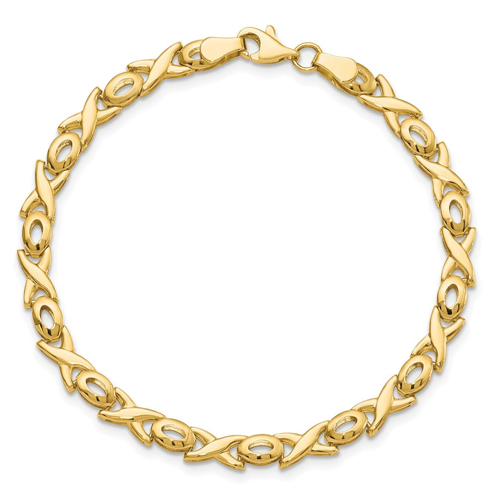 14K Polished 4.0mm  XOXO 7 inch Bracelet