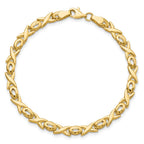 14K Polished 4.0mm  XOXO 7 inch Bracelet