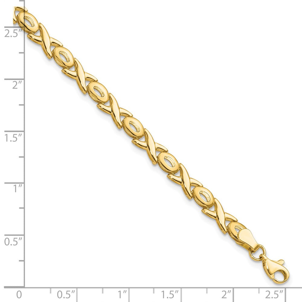 14K Polished 4.0mm  XOXO 7 inch Bracelet