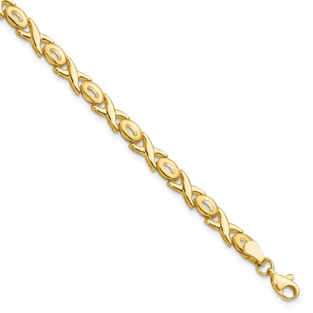 14K Polished 4.0mm  XOXO 7 inch Bracelet