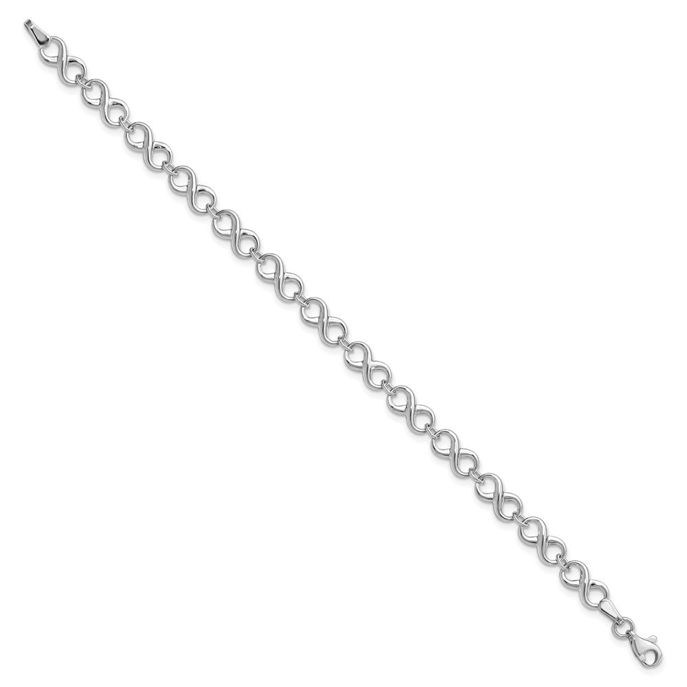 14K White Gold Polished 6.0mm Infinity Link 7 inch Bracelet