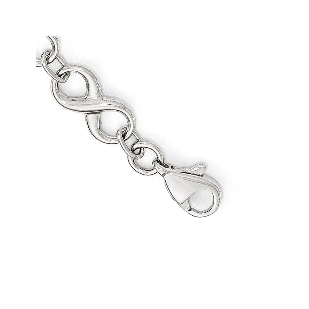 14K White Gold Polished 6.0mm Infinity Link 7 inch Bracelet