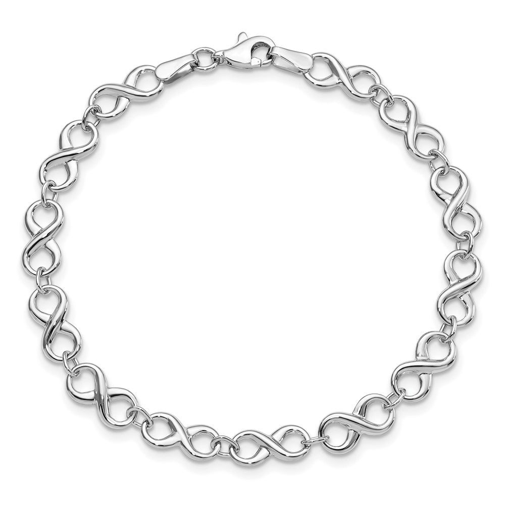 14K White Gold Polished 6.0mm Infinity Link 7 inch Bracelet
