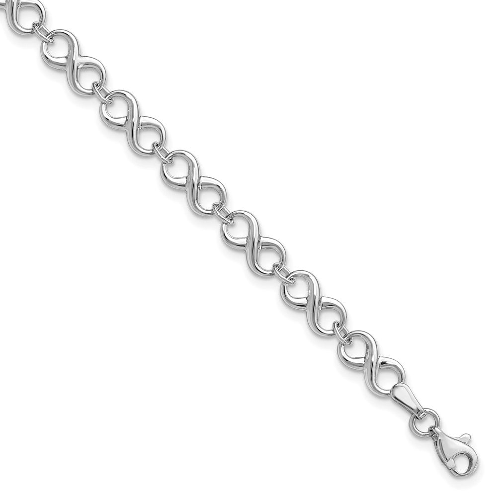 14K White Gold Polished 6.0mm Infinity Link 7 inch Bracelet