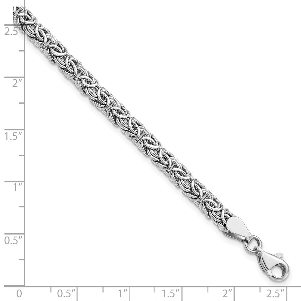 14K White Gold Polished 6.0mm Fancy Link 7 inch Bracelet