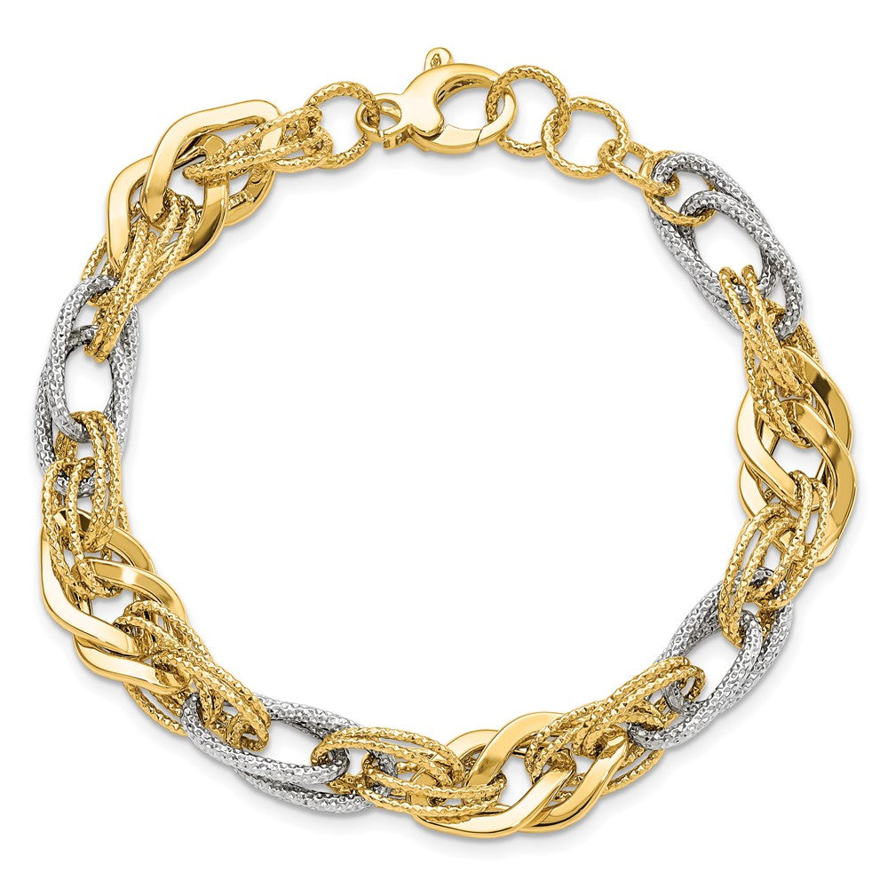 14K Yellow and White Gold Polished D/C Bracelet
