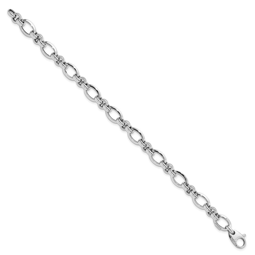 14K White Gold Polished 9.0mm Open Link 7.5 inch Bracelet