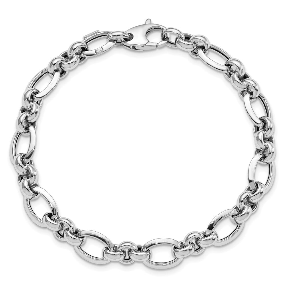 14K White Gold Polished 9.0mm Open Link 7.5 inch Bracelet